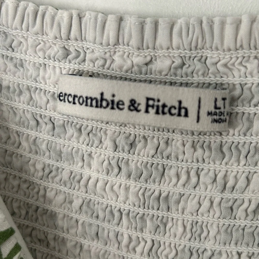 Abercrombie & Fitch Green and White Leaf-Print Maxi Dress